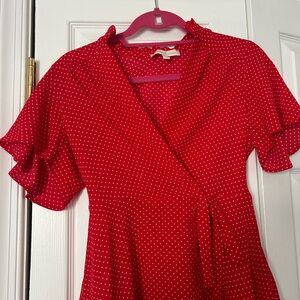 Red Polka Dot Wrap top